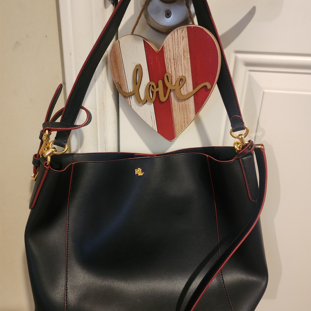 Polo by Ralph Lauren Black and Red Shoulder Bag